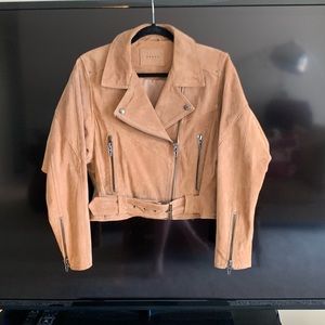 BLANK NYC Moto Suede Jacket M -TAN
